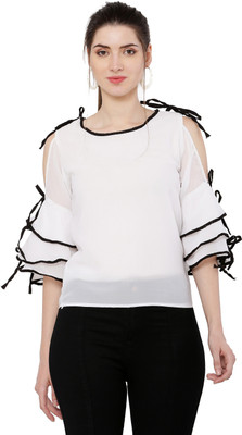 REESE Casual Self Design Women White Top