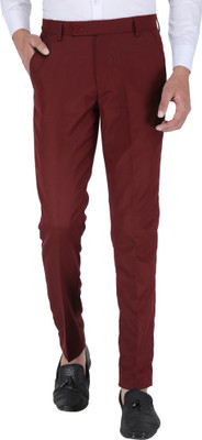 PLAYERZ Slim Fit Men Maroon Trousers