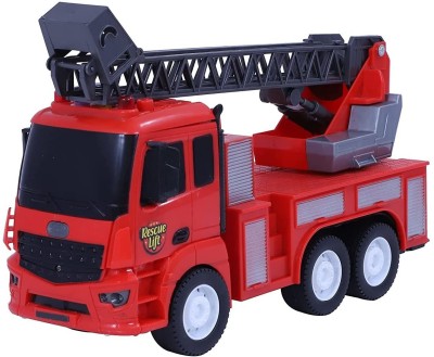 Kp Enterprise Plastic Fire Friction Powered Rescue Lift Pull Back Push Go Light Sound Vehicle(Red, Pack of: 1)