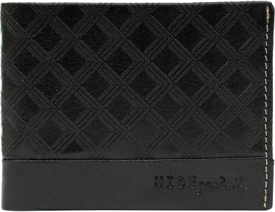 HIDE PRODUITS Men Black Genuine Leather Wallet(15 Card Slots)