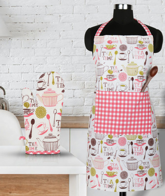 Peperhomia Cotton Home Use Apron - Free Size(Pink, Single Piece)