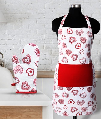 Peperhomia Red Cotton Kitchen Linen Set(Pack of 2)