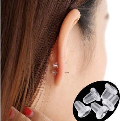 NAVMAV Bullet Clutch Rubber Stoppers & Flatpad Safety 100pc Earring Backpush Back Clear