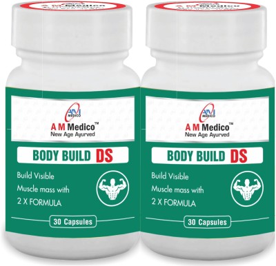 A M Medico Body Build DS Ayurvedic Muscle Gain Ashwagandha,Shilajit Safed Musli 30 Capsules(Pack of 2)