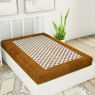 UNIQCHOICE 120 TC Cotton Single Printed Flat Bedsheet(Pack of 1, Brown)