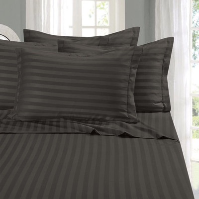 Flipkart SmartBuy Cotton Double Flat 220 TC Striped Bedsheet(Pack of 1, Grey)