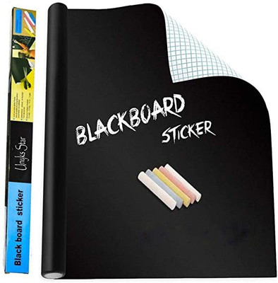 TRIVYOM 200 cm Black Board Wall Sticker Removable Chalkboard with 5 Chalks for Kids Chalkboard Sticker(Pack of 1)