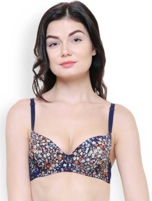 Wave Fashion Women T-Shirt Lightly Padded Bra(Blue)