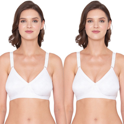 SOUMINIE Souminie Women's Cotton Seamless Plus Size Bra- Cross Fit Pack of 2 Women Everyday Non Padded Bra(White)