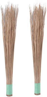 DeepSmart Coconut Broom/Stick for pooja/Home Coconut Fiber Wet and Dry Broom(Brown, 2 Units)