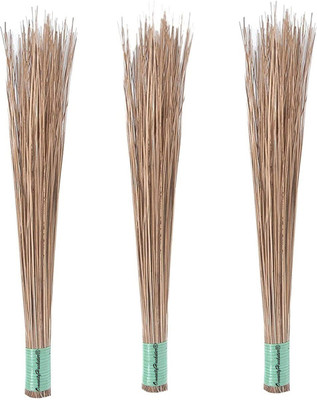 OmneityHuckster Coconut Broom/Stick for pooja/Home Coconut Fiber Wet and Dry Broom(Brown, 3 Units)