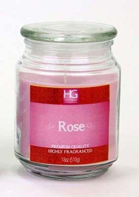 Hosley Rose Fragrance Jar Perfect for Home Decor|Burn Time 90 Hours Candle(Pink, Pack of 1)