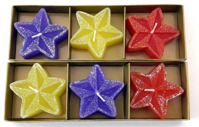 Hosley Set of 6 Decorative Glittered Floating Candles Candle(Purple, Red, Yellow, Pack of 3)