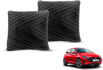 MOCKHE Black Velvet Car Pillow Cushion for Hyundai(Square, Pack of 2)