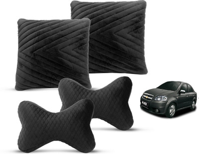 MOCKHE Black Velvet Car Pillow Cushion for Chevrolet(Rectangular, Pack of 4)