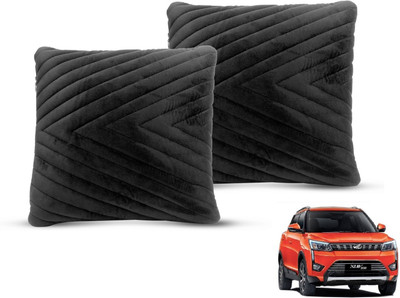 MOCKHE Black Velvet Car Pillow Cushion for Mahindra(Square, Pack of 2)