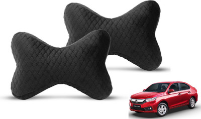 MOCKHE Black Velvet Car Pillow Cushion for Honda(Rectangular, Pack of 2)