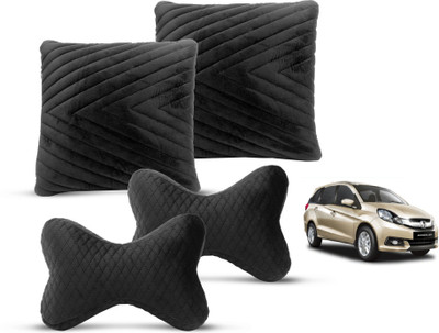 MOCKHE Black Velvet Car Pillow Cushion for Honda(Rectangular, Pack of 4)