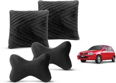 MOCKHE Black Velvet Car Pillow Cushion for Maruti Suzuki(Rectangular, Pack of 4)