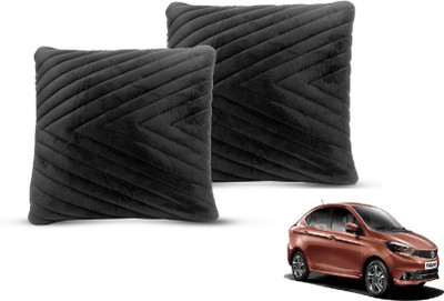 MOCKHE Black Velvet Car Pillow Cushion for Tata(Square, Pack of 2)