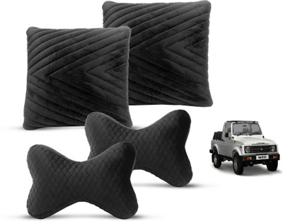 MOCKHE Black Velvet Car Pillow Cushion for Maruti Suzuki(Rectangular, Pack of 4)