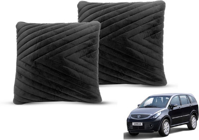 MOCKHE Black Velvet Car Pillow Cushion for Tata(Square, Pack of 2)