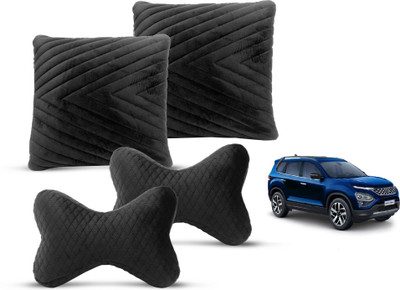 MOCKHE Black Velvet Car Pillow Cushion for Tata(Rectangular, Pack of 4)