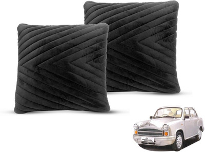 MOCKHE Black Velvet Car Pillow Cushion for Universal For Car(Square, Pack of 2)