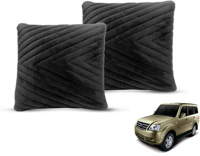 MOCKHE Black Velvet Car Pillow Cushion for Tata(Square, Pack of 2)