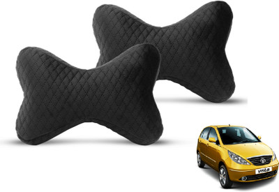 MOCKHE Black Velvet Car Pillow Cushion for Tata(Rectangular, Pack of 2)