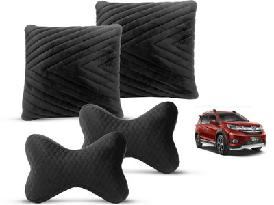 MOCKHE Black Velvet Car Pillow Cushion for Honda(Rectangular, Pack of 4)
