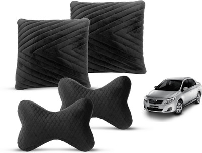 MOCKHE Black Velvet Car Pillow Cushion for Toyota(Rectangular, Pack of 4)