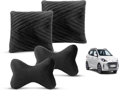 MOCKHE Black Velvet Car Pillow Cushion for Hyundai(Rectangular, Pack of 4)