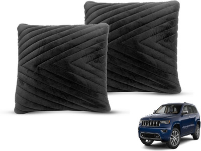 MOCKHE Black Velvet Car Pillow Cushion for Universal For Car(Square, Pack of 2)