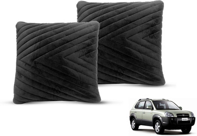 MOCKHE Black Velvet Car Pillow Cushion for Hyundai(Square, Pack of 2)