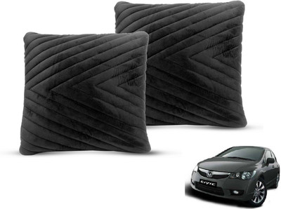 MOCKHE Black Velvet Car Pillow Cushion for Honda(Square, Pack of 2)