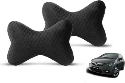 MOCKHE Black Velvet Car Pillow Cushion for Honda(Rectangular, Pack of 2)