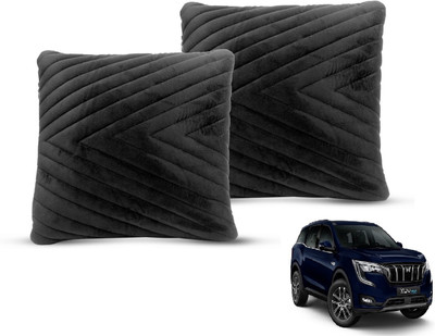 MOCKHE Black Velvet Car Pillow Cushion for Mahindra(Square, Pack of 2)