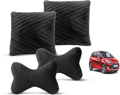 MOCKHE Black Velvet Car Pillow Cushion for Hyundai(Rectangular, Pack of 4)