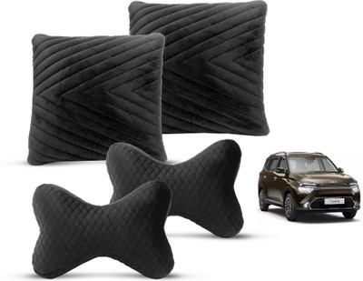 MOCKHE Black Velvet Car Pillow Cushion for Kia(Rectangular, Pack of 4)
