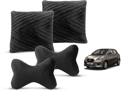 MOCKHE Black Velvet Car Pillow Cushion for Datsun(Rectangular, Pack of 4)