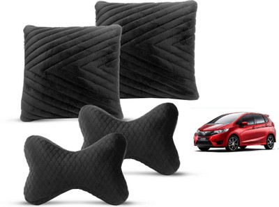 MOCKHE Black Velvet Car Pillow Cushion for Honda(Rectangular, Pack of 4)