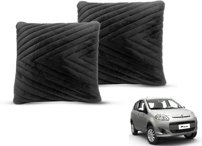 MOCKHE Black Velvet Car Pillow Cushion for Fiat(Square, Pack of 2)