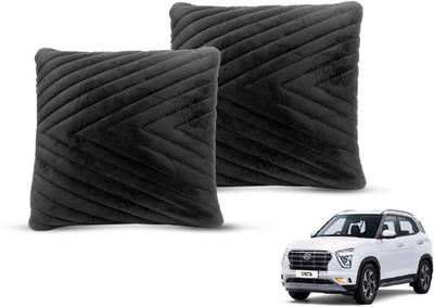 MOCKHE Black Velvet Car Pillow Cushion for Hyundai(Square, Pack of 2)