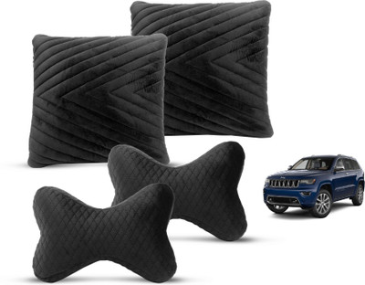 MOCKHE Black Velvet Car Pillow Cushion for Universal For Car(Rectangular, Pack of 4)
