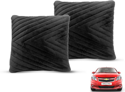 MOCKHE Black Velvet Car Pillow Cushion for Chevrolet(Square, Pack of 2)
