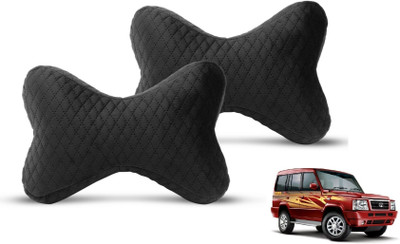 MOCKHE Black Velvet Car Pillow Cushion for Tata(Rectangular, Pack of 2)
