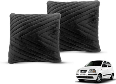 MOCKHE Black Velvet Car Pillow Cushion for Hyundai(Square, Pack of 2)