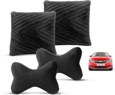 MOCKHE Black Velvet Car Pillow Cushion for Chevrolet(Rectangular, Pack of 4)