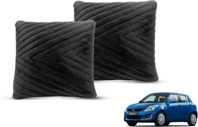 MOCKHE Black Velvet Car Pillow Cushion for Maruti Suzuki(Square, Pack of 2)
